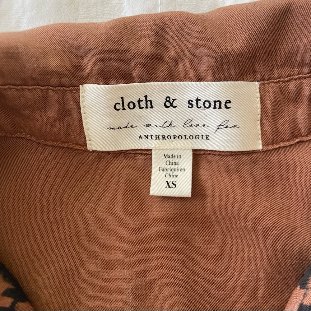 Anthropologie Cloth & Stone Edie Brown Tie Dye Button Down Blouse - Picture 7 of 15